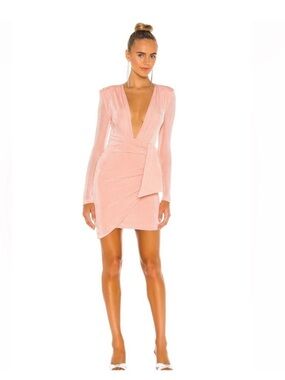 MISHA COLLECTION Blush Pink Plunge Wrap Mini Dress